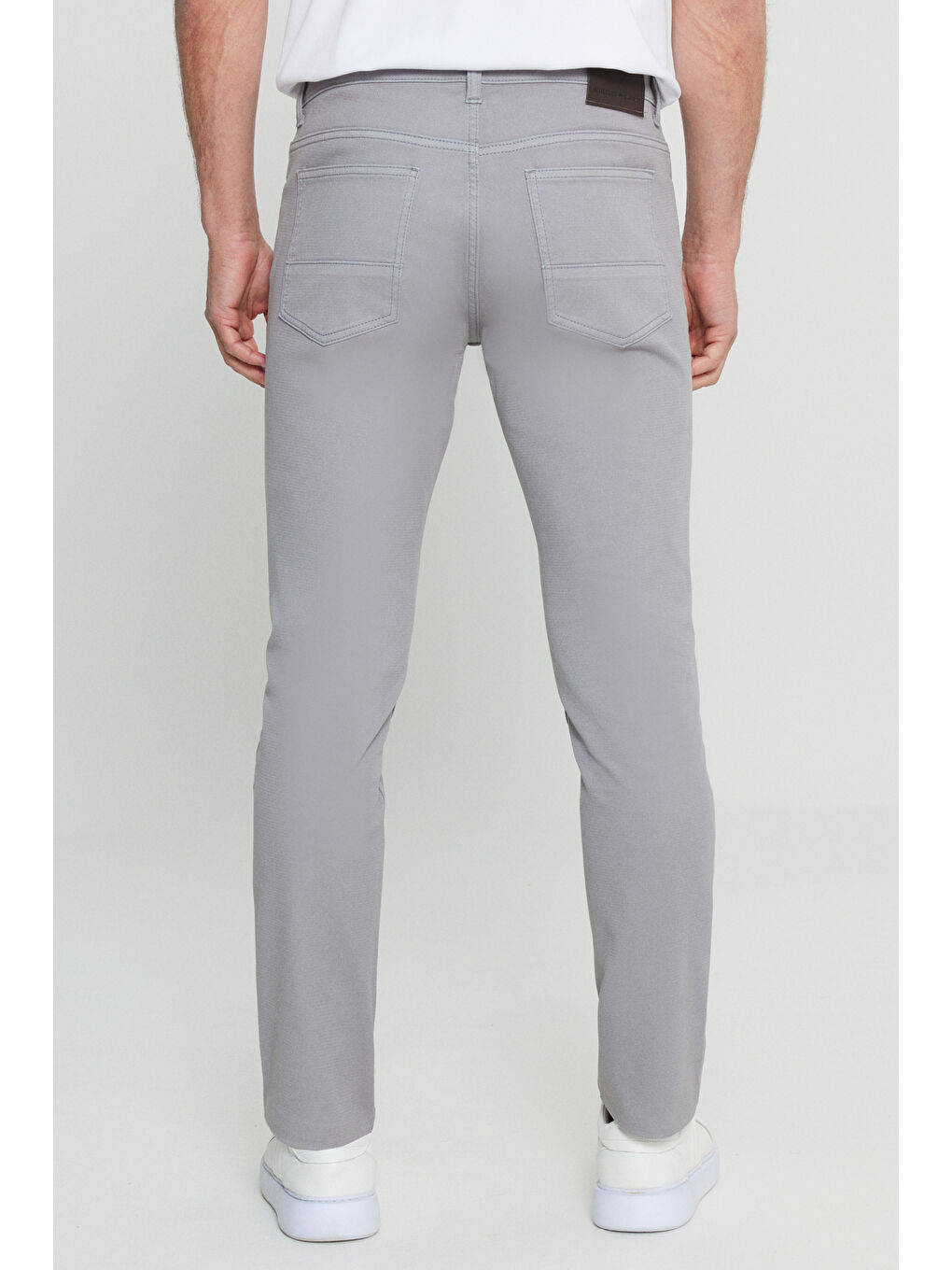 Erkek Gri Pamuklu Slim Fit Dar Kesim 5 Cepli Armürlü Esnek Casual Pantolon-4