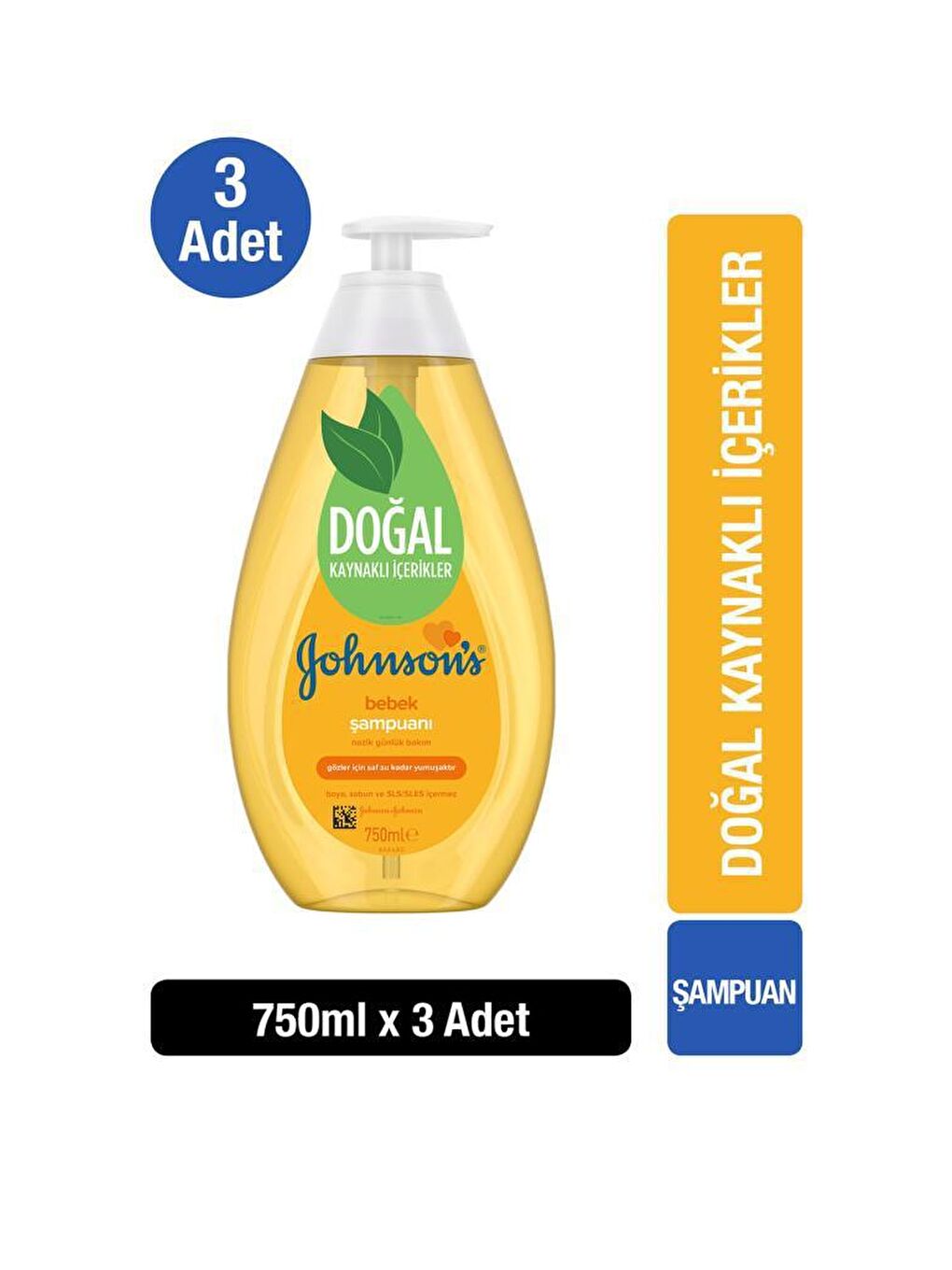 JOHNSON'S Renksiz Şampuan 750 ml x3