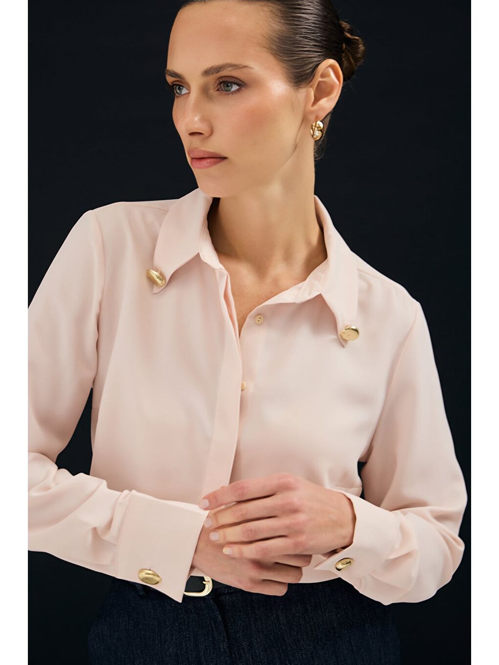 Pembe Lucy Gömlek - Pudra-5