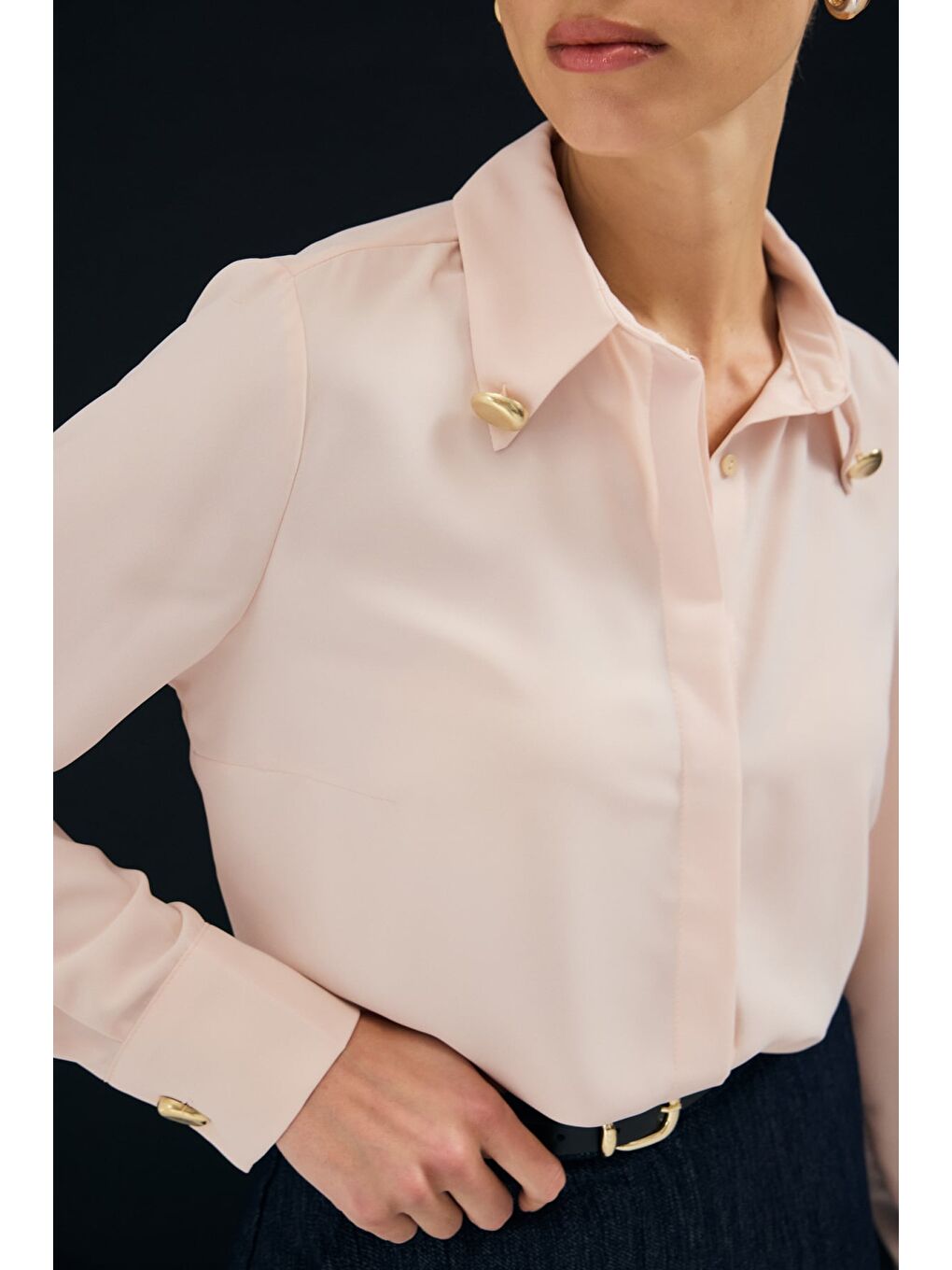 Pembe Lucy Gömlek - Pudra-6