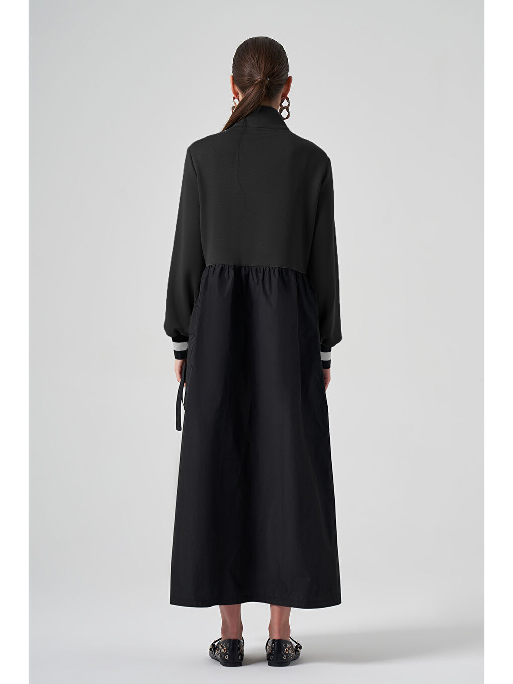 Paraşüt Detaylı Elbise 2004 Siyah-2