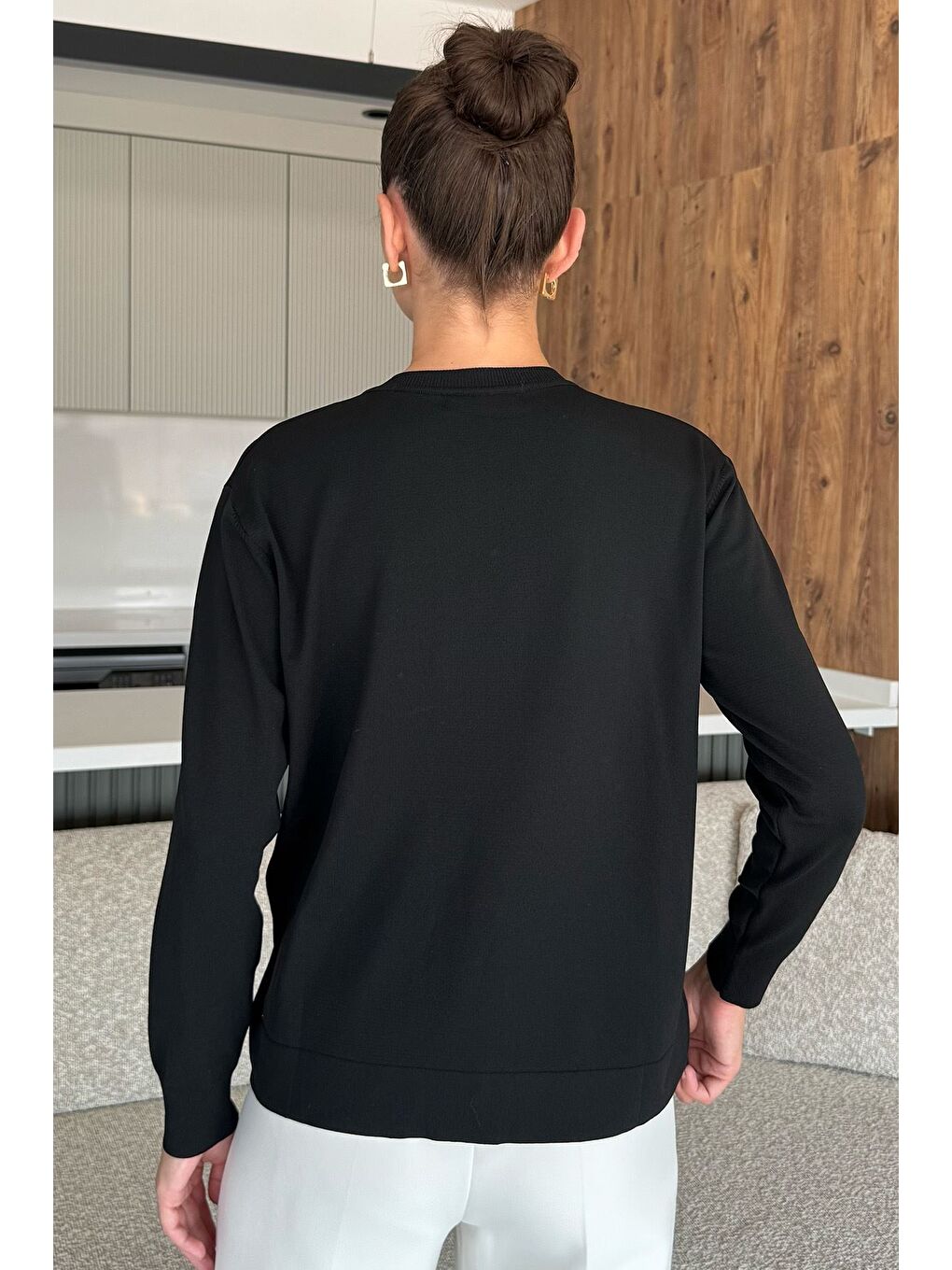 Siyah Kadın Tül İşlemeli Triko Hırka (s-m-l-xl Uyumludur)-3