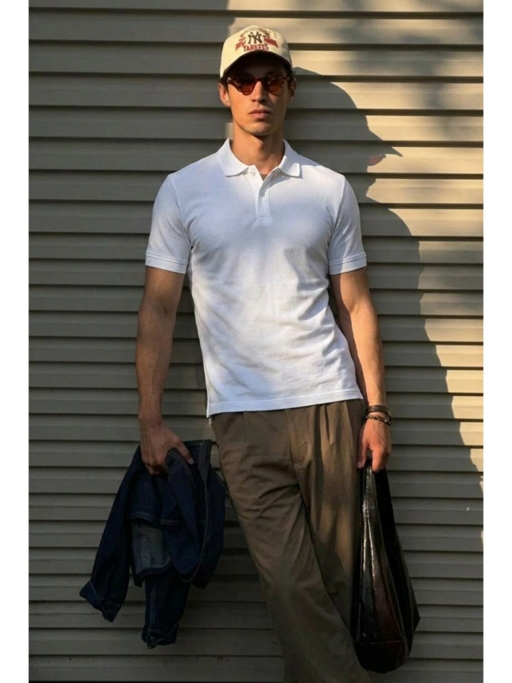 Erkek Klasik Slim Fit Beyaz Polo Yaka Tişört-3