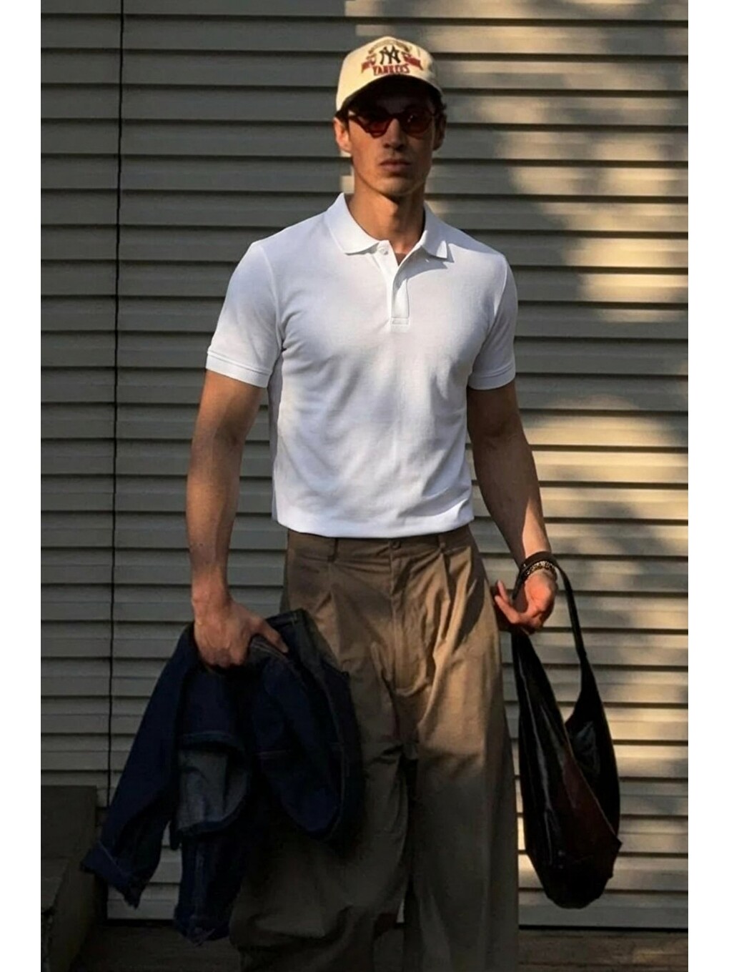 Erkek Klasik Slim Fit Beyaz Polo Yaka Tişört-5
