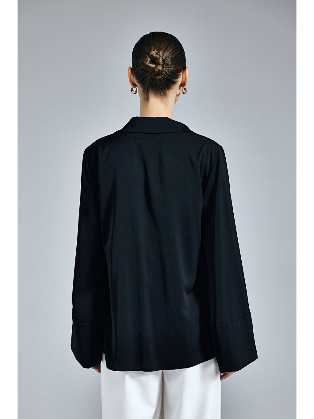 İspanyol Kol Gömlek - Siyah-6