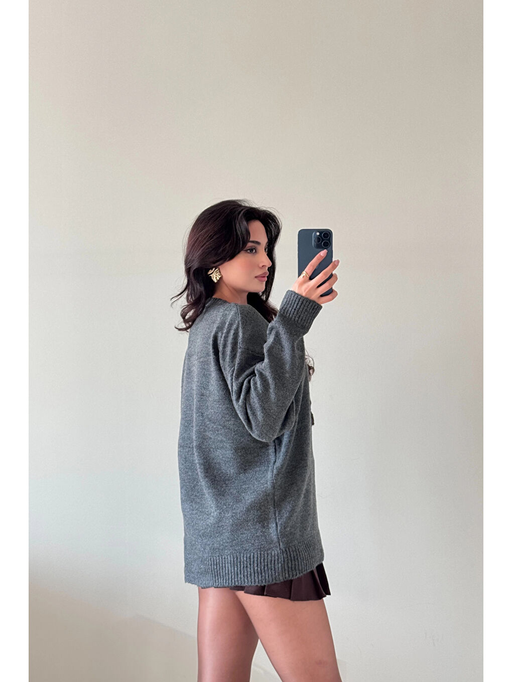 Kadın Gri Labubu Kazak 1014-5244-4