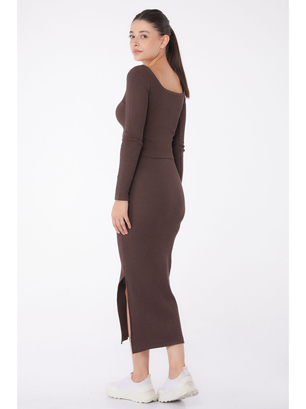 Kahverengi Havuz Yaka İkili Takım Kahve - 26123-4