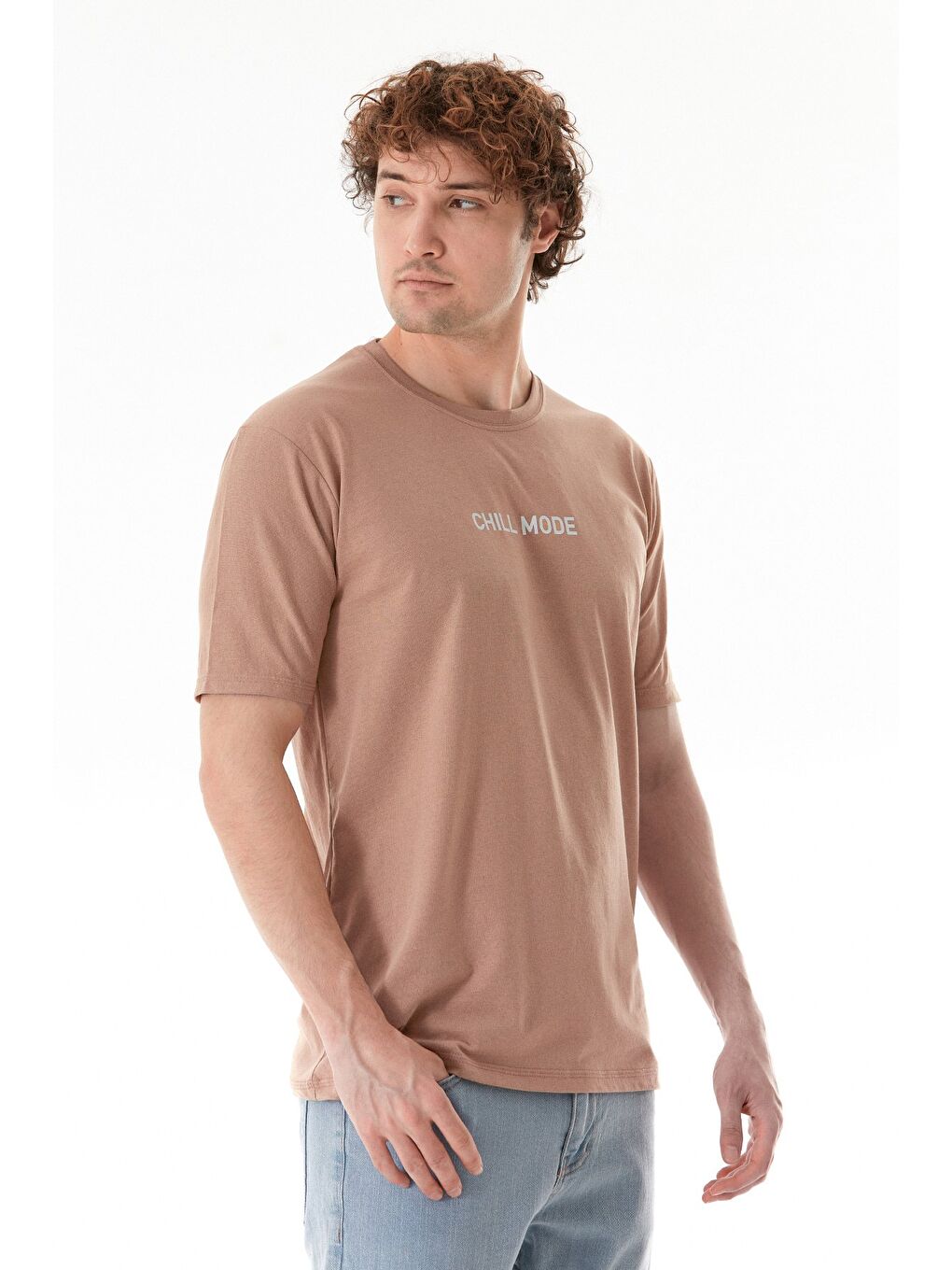 Kahverengi Chıll Mode Yazı Baskılı Tişört-2