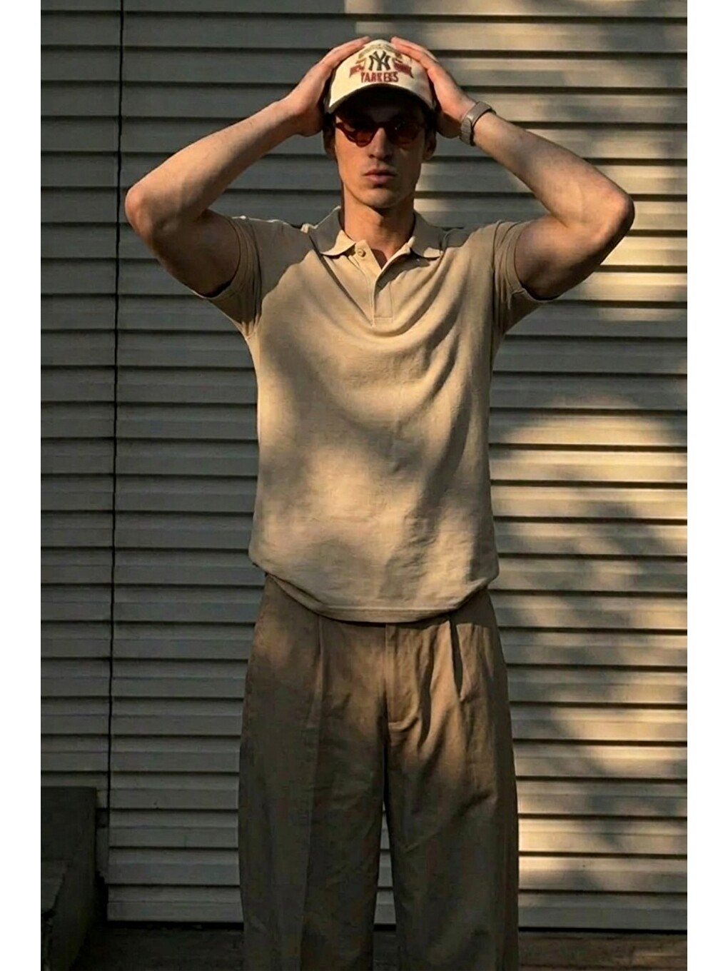 Ekru Erkek Klasik Slim Fit Krem Polo Yaka Tişört-1