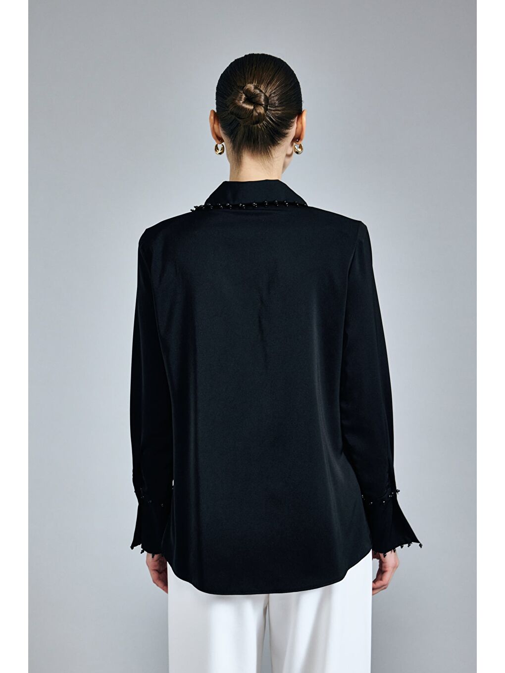 İşlemeli Gömlek - Siyah-7