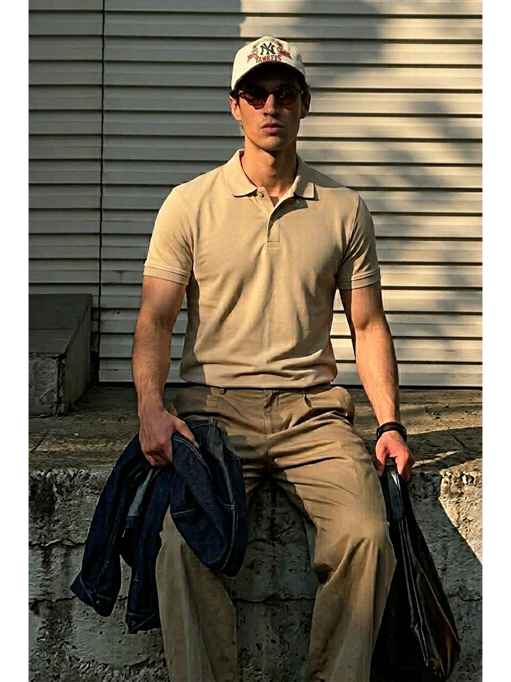 Ekru Erkek Klasik Slim Fit Krem Polo Yaka Tişört-3
