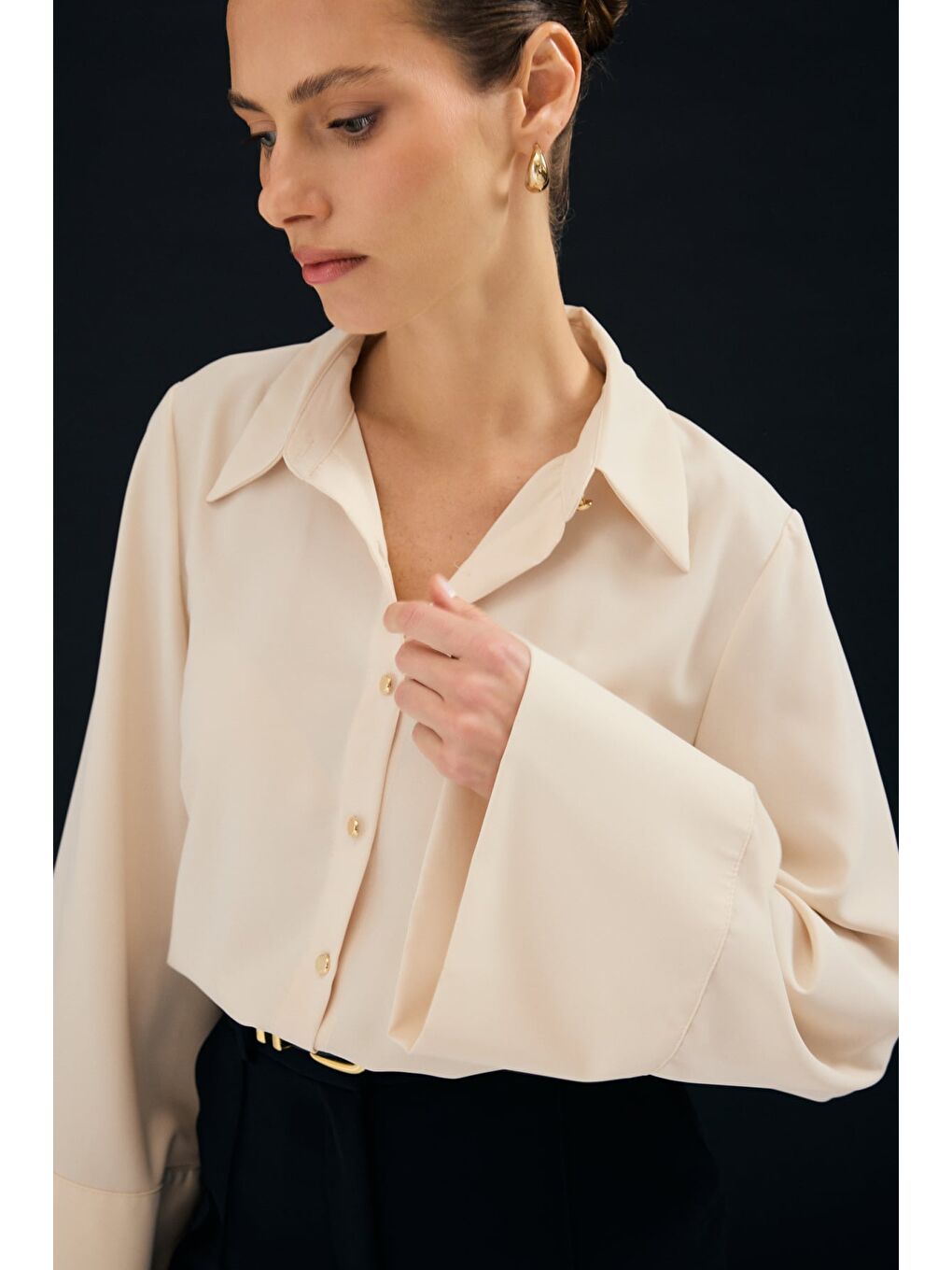 İspanyol Kol Gömlek - Bej-5