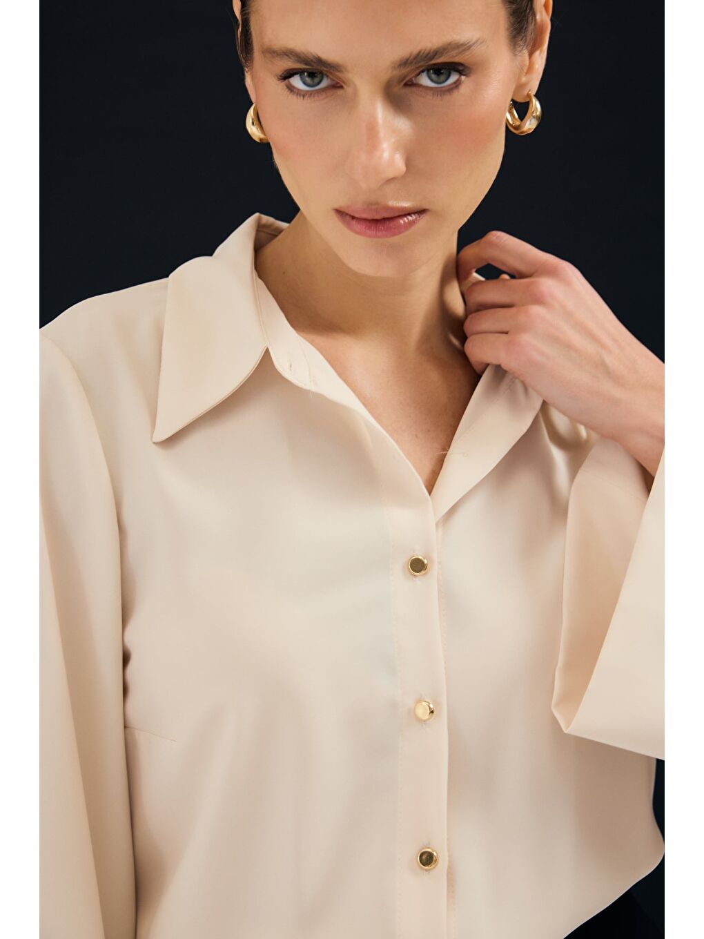 İspanyol Kol Gömlek - Bej-6