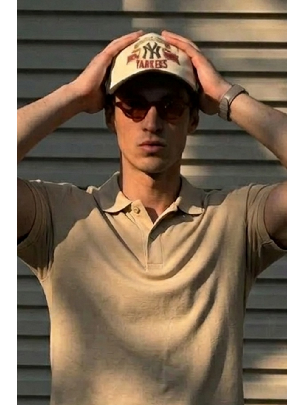 Ekru Erkek Klasik Slim Fit Krem Polo Yaka Tişört-5