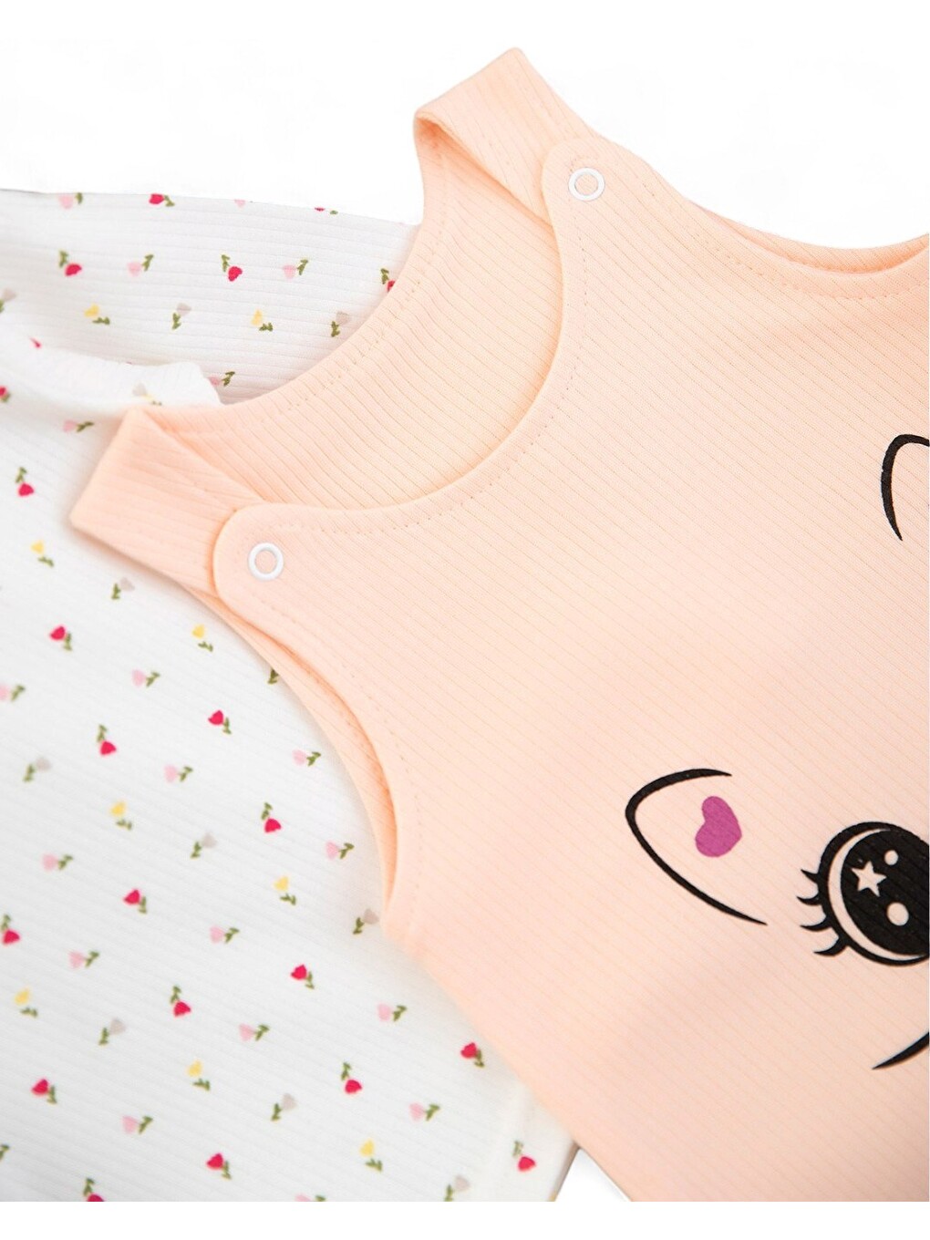 Pembe Kız Bebek Fitilli Kedi Baskılı Tulum-5