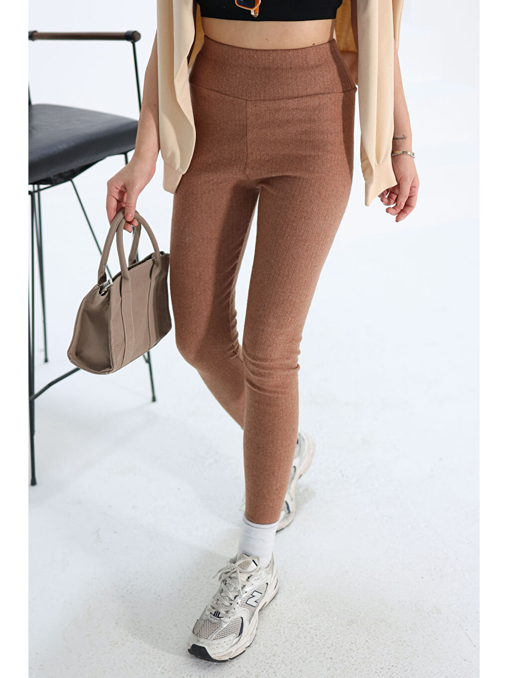 Kahverengi Fitilli Tayt Taba - 26539-2