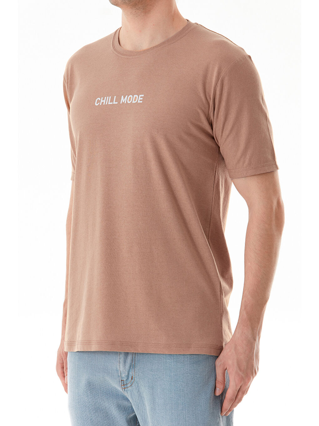 Kahverengi Chıll Mode Yazı Baskılı Tişört-4