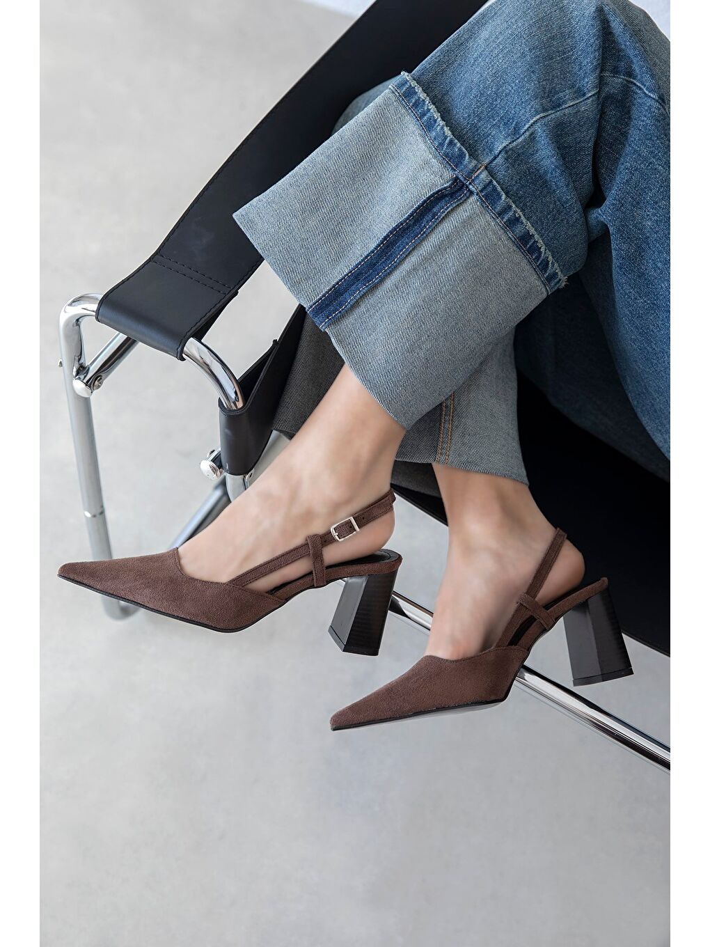 Kahverengi Divoff Kadın Süet Topuklu Ayakkabı Kahve-1