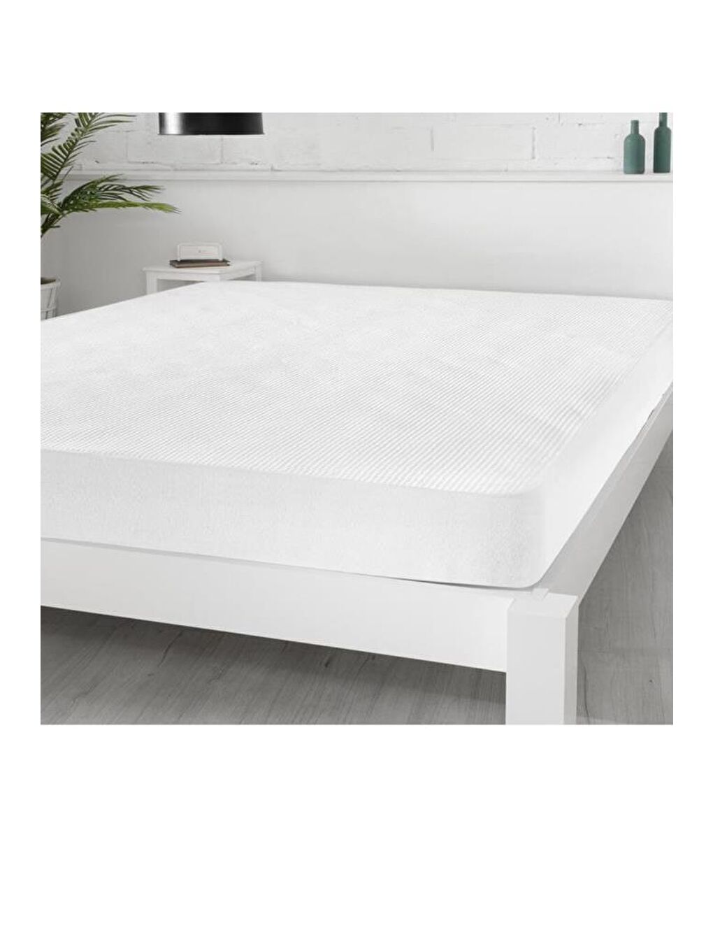 Beyaz 3D Kapitoneli Sıvı Geçirmez 100X200cm Fitted Tek Kişilik Alez