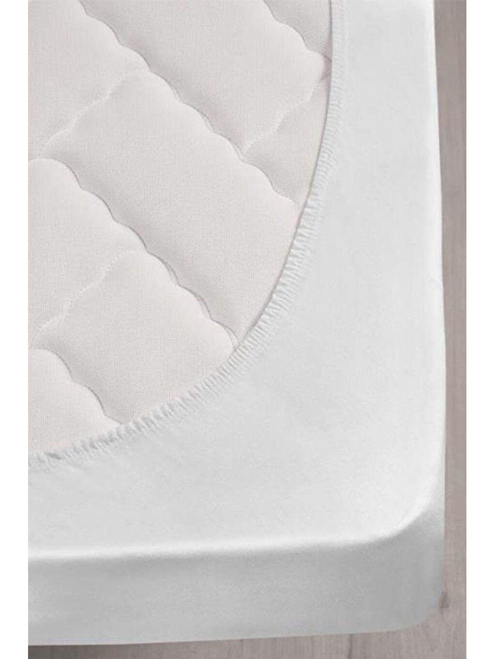 Beyaz 3D Kapitoneli Sıvı Geçirmez 100X200cm Fitted Tek Kişilik Alez-1