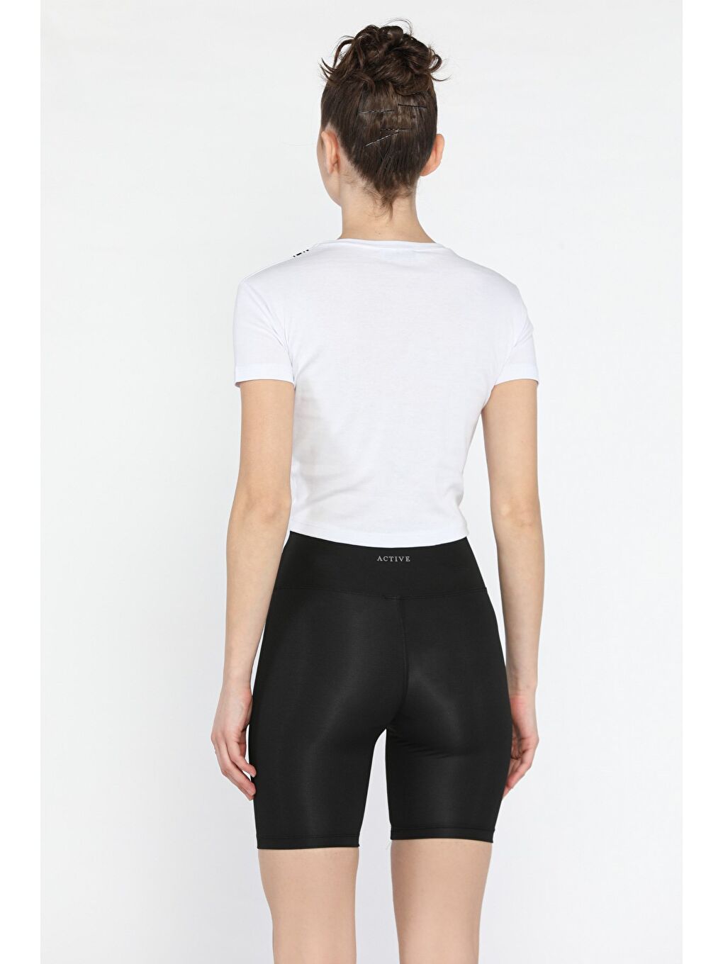 Siyah Yüksek Bel Kadın Kısa Tayt-2