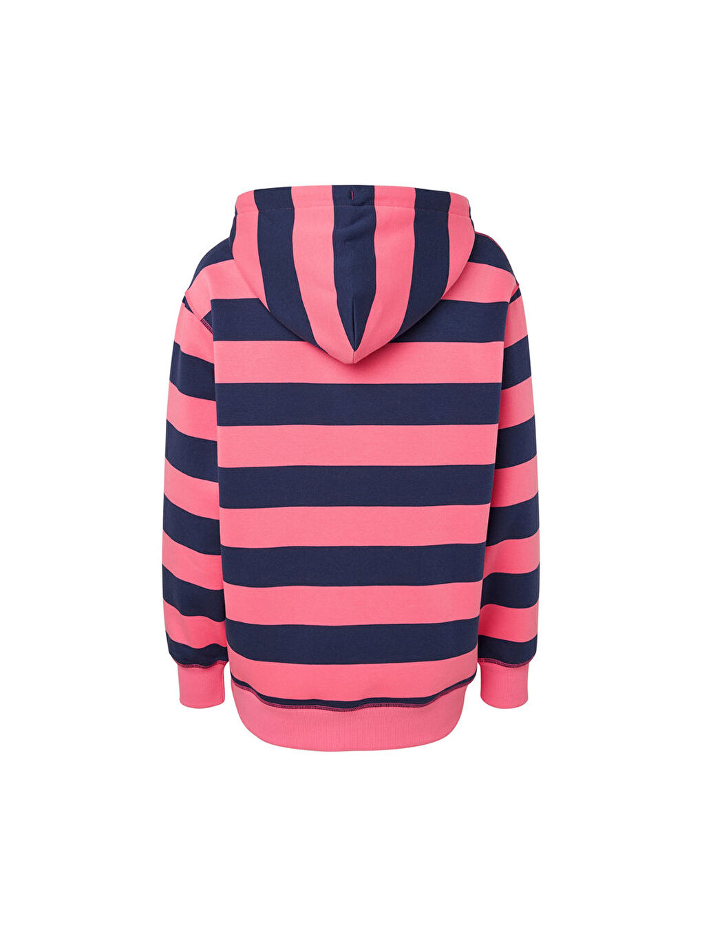 Pembe Kadın Kapüşonlu Sweat Kazak, Çizgili-2