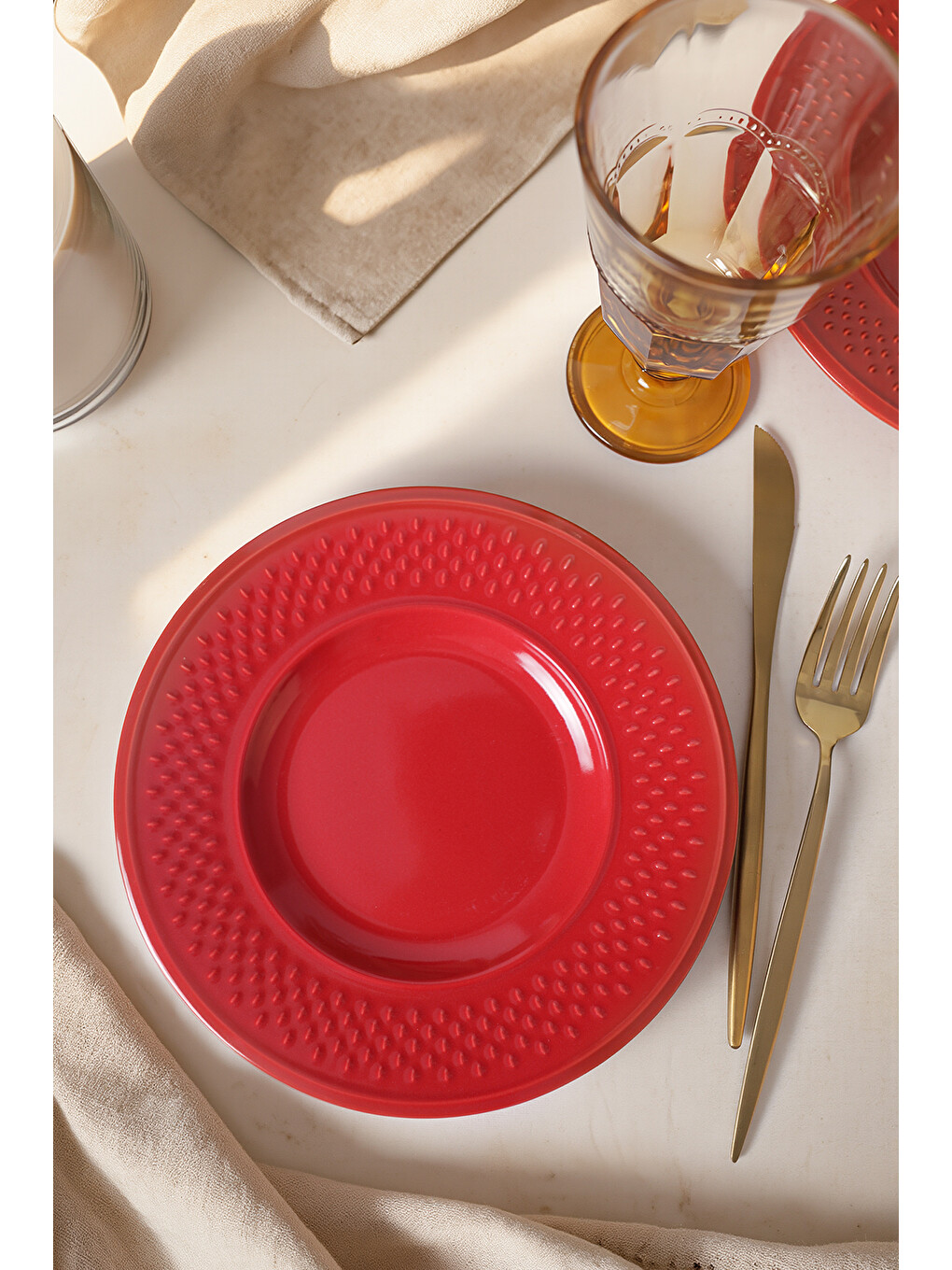 Kırmızı Rice Pasta Tabağı 21 Cm 6 Adet-1