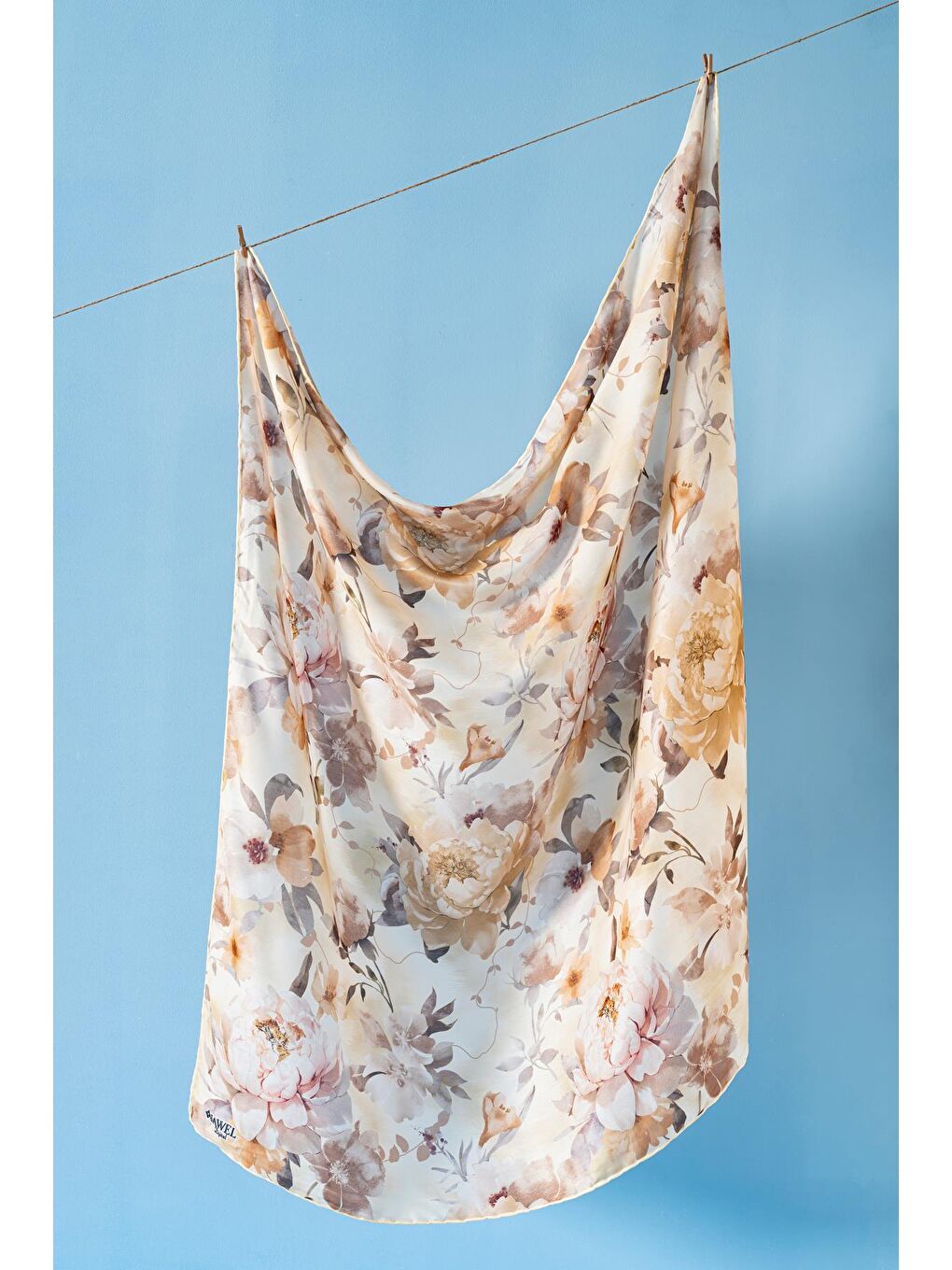 Sarı Kadın Çiçek Desenli Ephedra Soft Eşarp-3