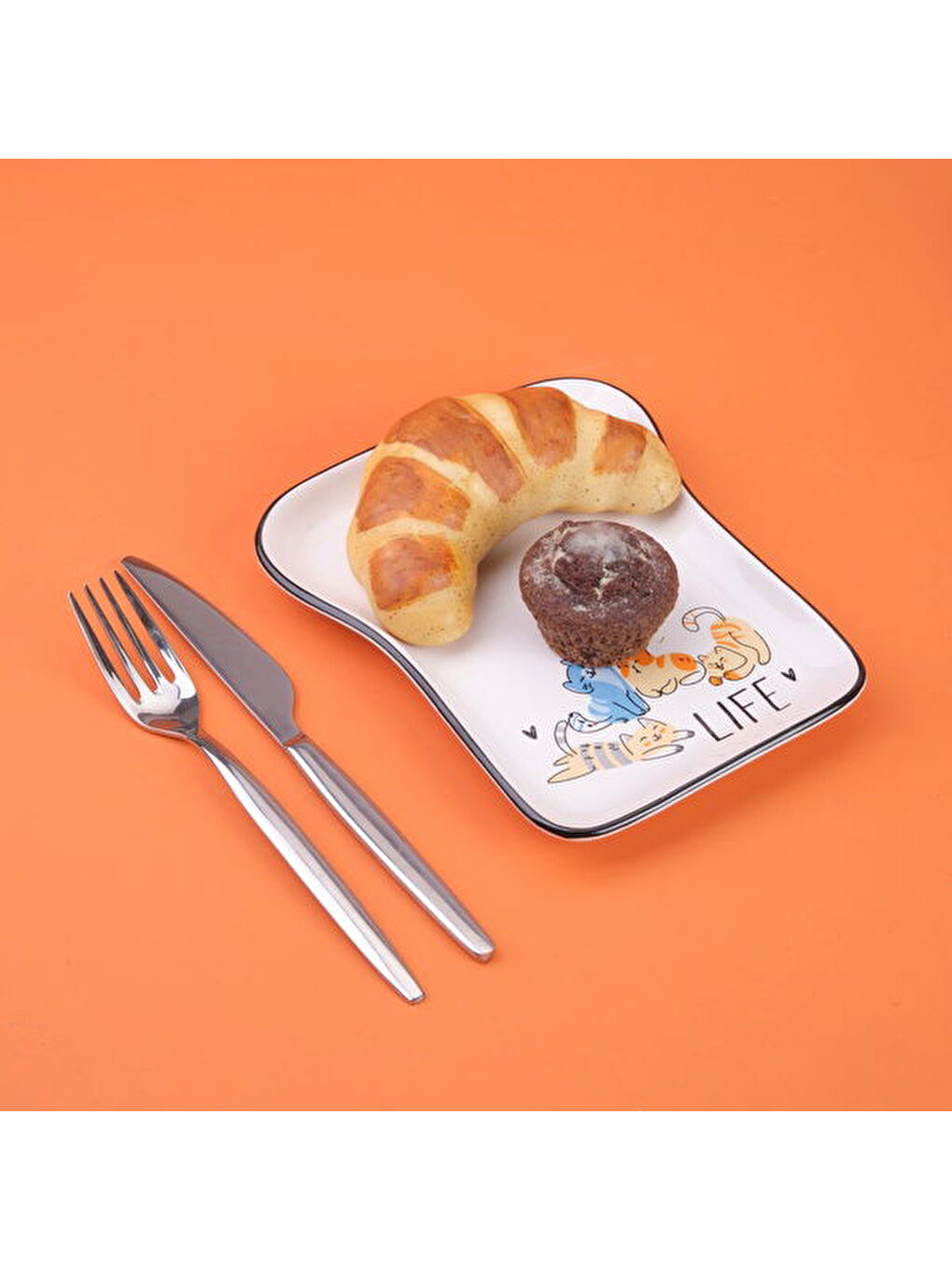 Karışık Kitchen Life Desenli Servis Tabağı - Renkli - 19 cm-1