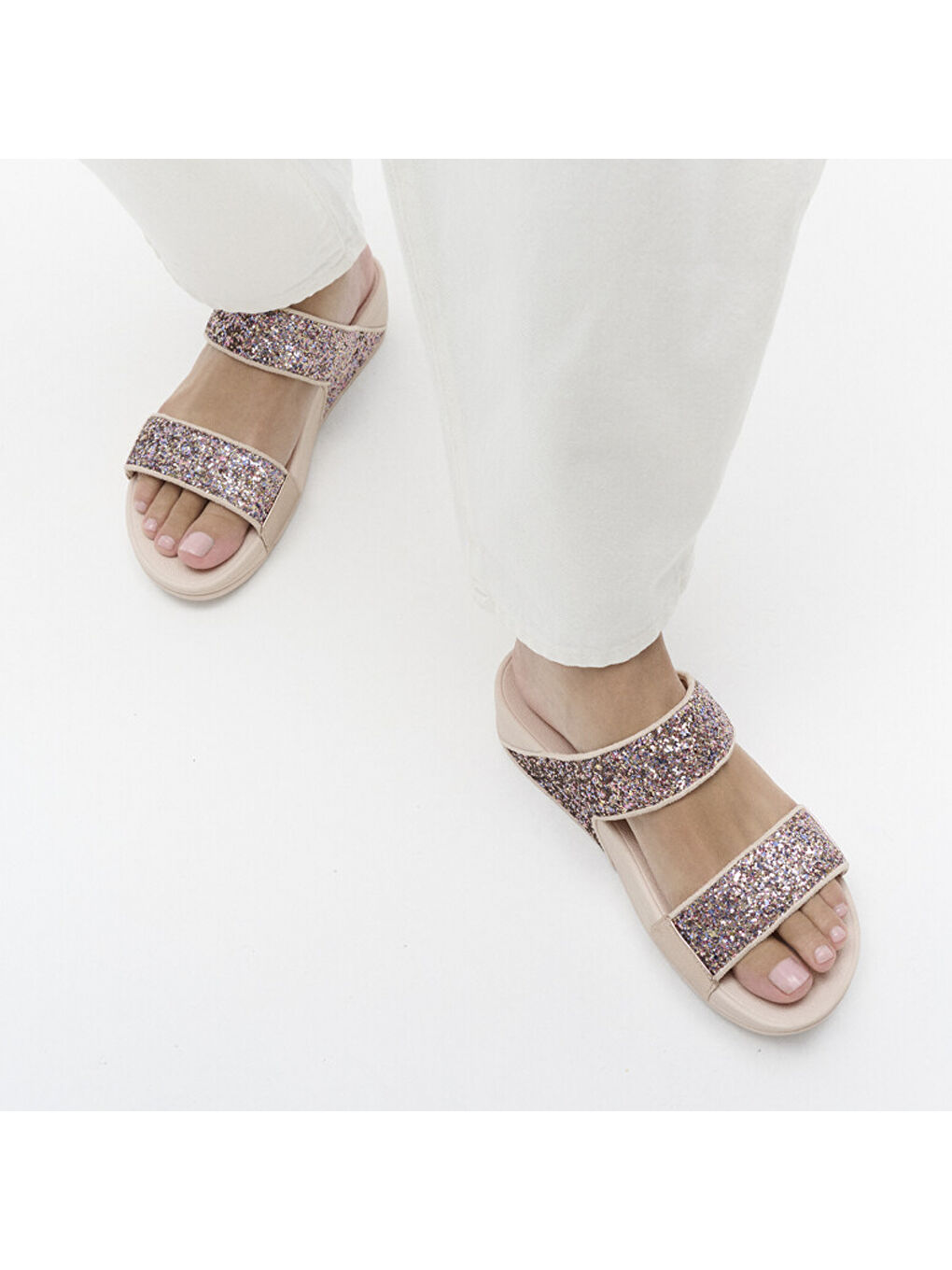 Pembe Kadın Terlik JE5-C33/C55 LULU Multi-Tonal Glitter Slides-1