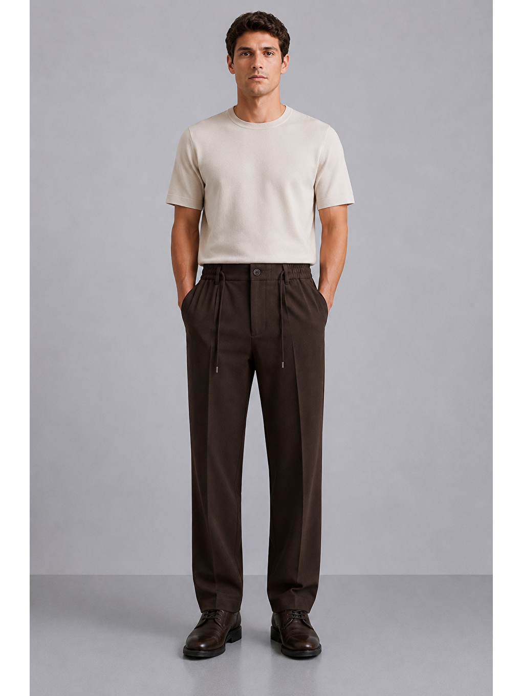Erkek Comfort Fit Kahverengi Jogger Pantolon | Esnek Kumaş Günlük Rahat Kesim – 169dngr-3