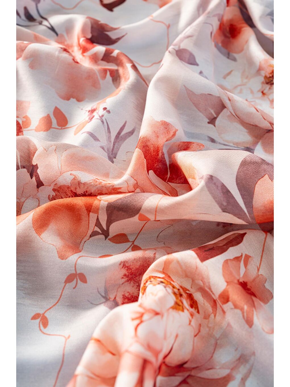 Turuncu Kadın Çiçek Desenli Ephedra Soft Eşarp-2