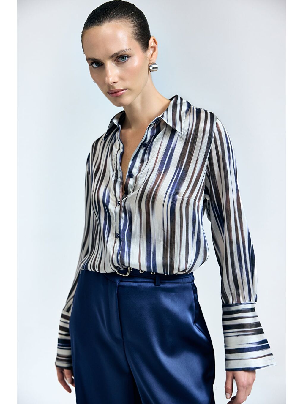 Desenli Salaş Gömlek - Lacivert