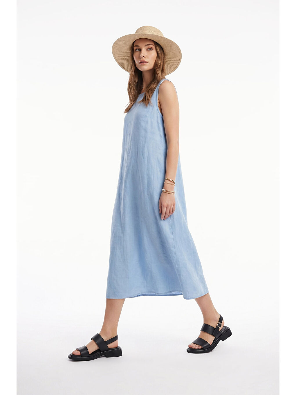 Siyah Kadın SİYAH Tokalı Bantlı Hakiki Deri Sandalet-2