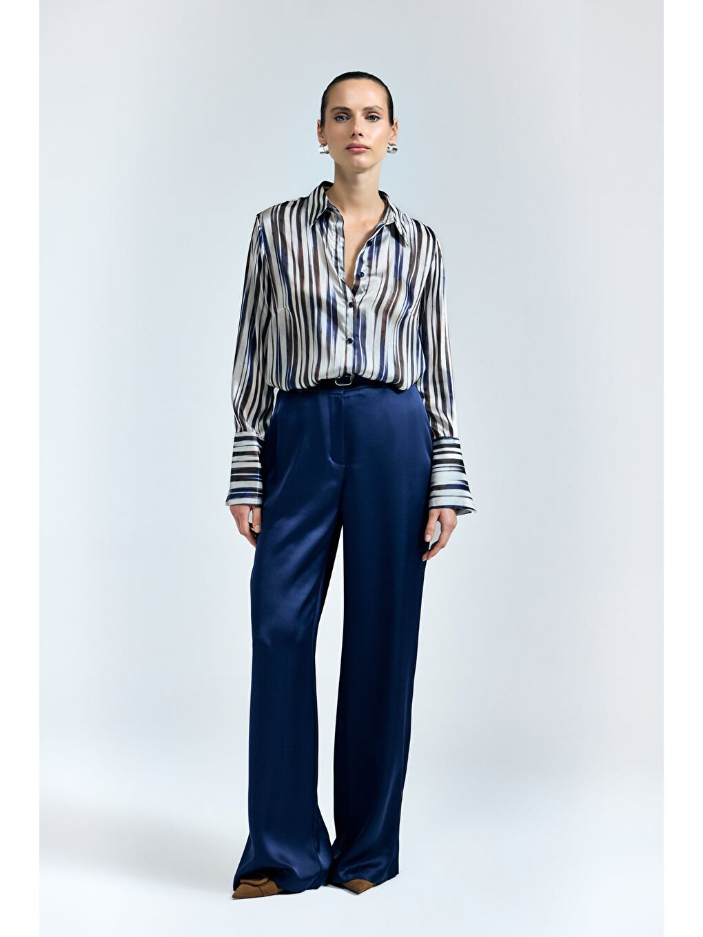 Desenli Salaş Gömlek - Lacivert-2