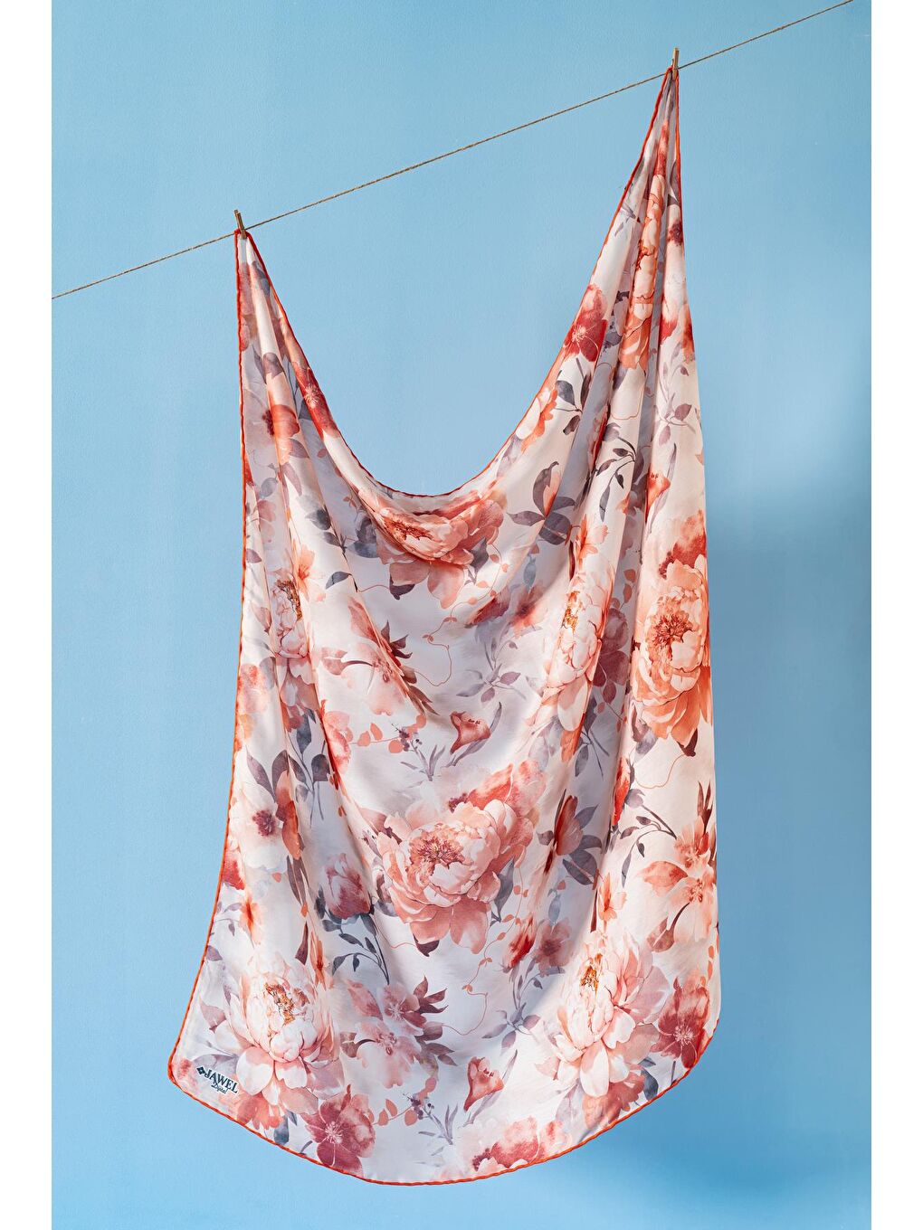 Turuncu Kadın Çiçek Desenli Ephedra Soft Eşarp-3