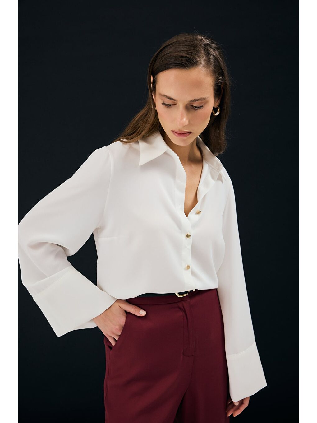 İspanyol Kol Gömlek - Ekru-4