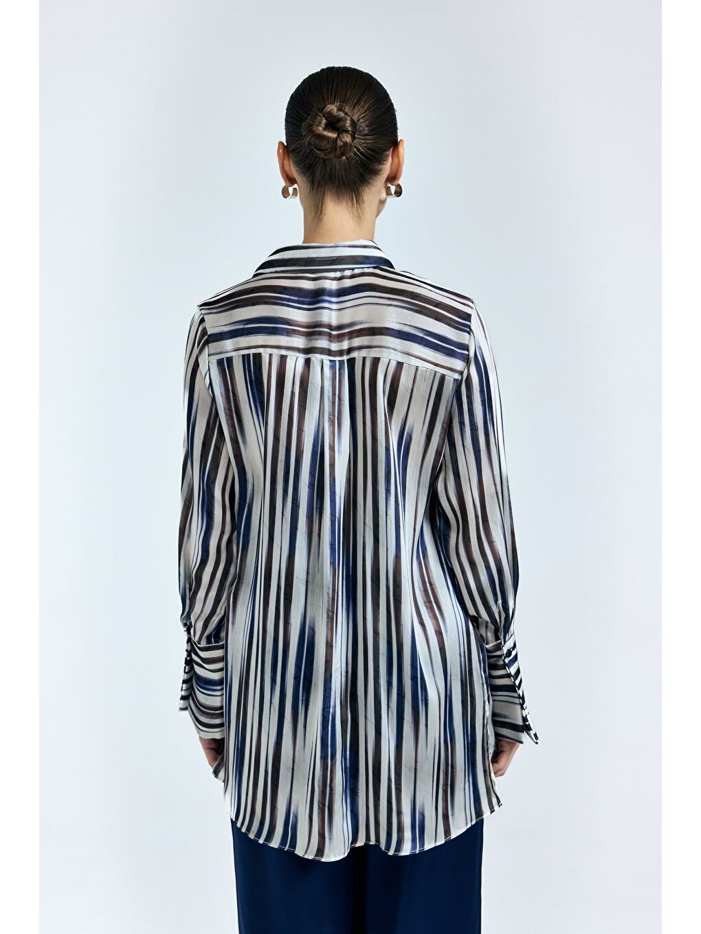 Desenli Salaş Gömlek - Lacivert-7