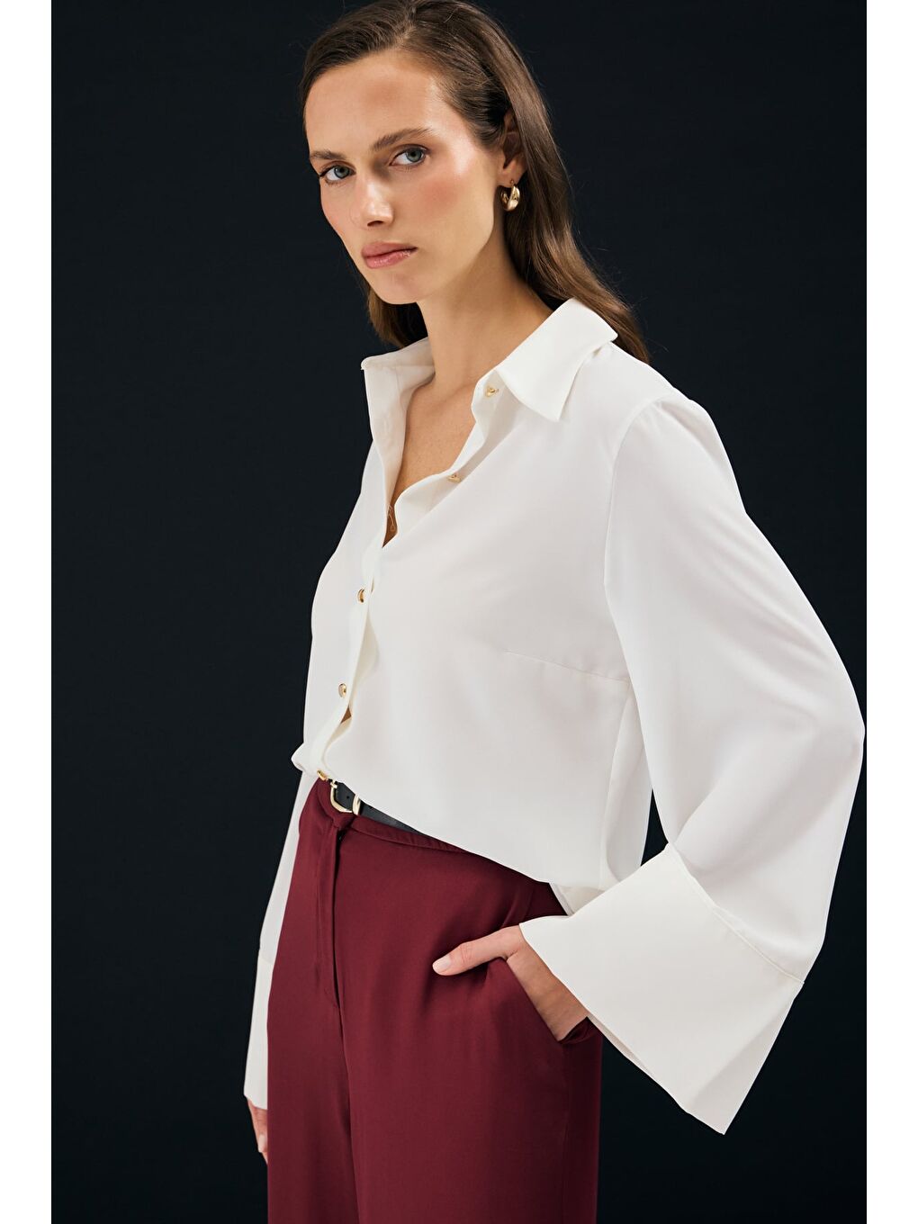İspanyol Kol Gömlek - Ekru-5