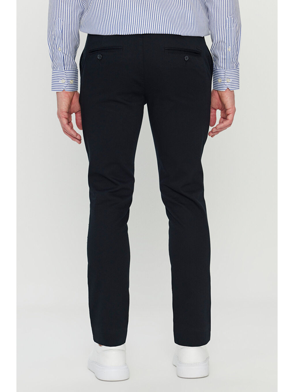 Erkek Siyah Pamuklu Slim Fit Dar Kesim Armürlü Yan Cepli Esnek Casual Pantolon-6