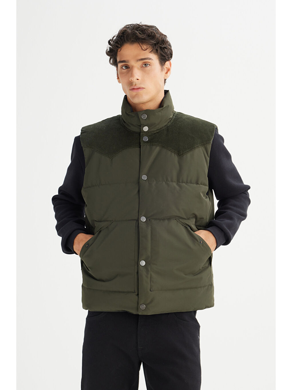 Regular Fit Normal Kesim Çift Kullanımlı Haki Şişme Yelek-2