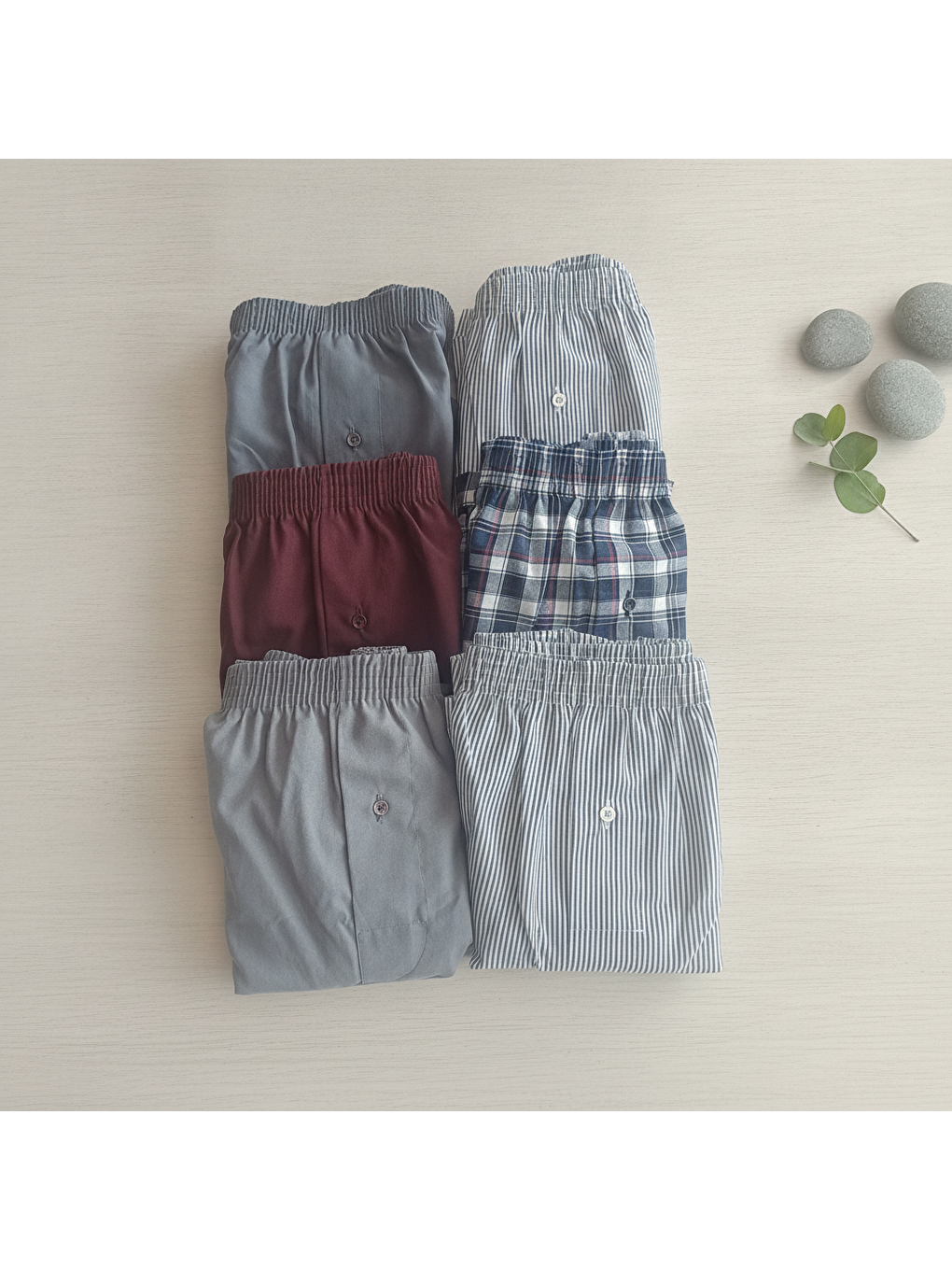 Erkek 6'lı Paket Karışık Renk Dokuma Kumaş Boxer Bb2684-1