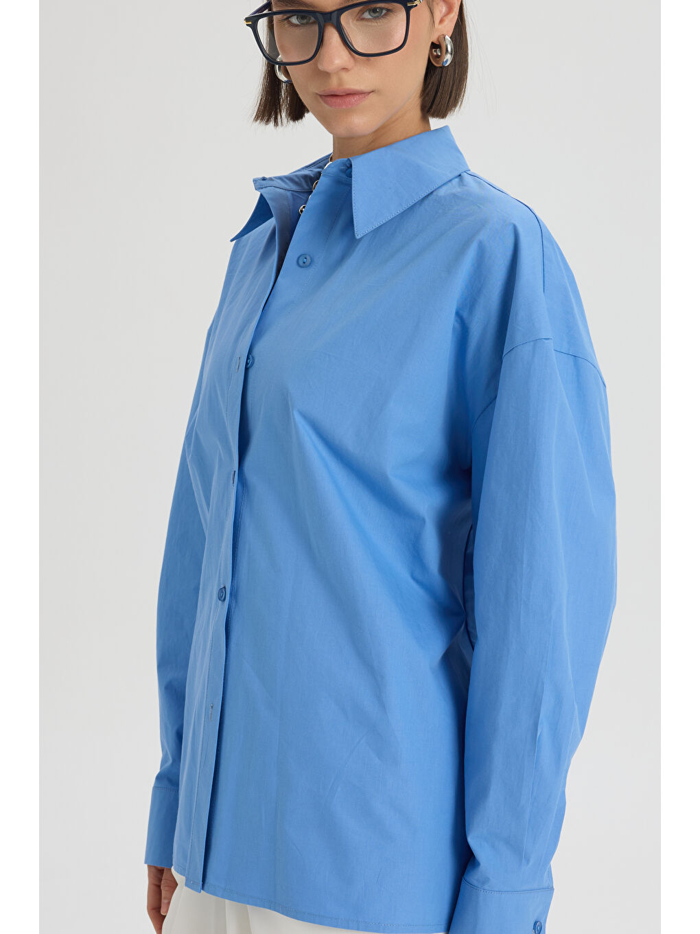 Oversize Mavi Gömlek-1