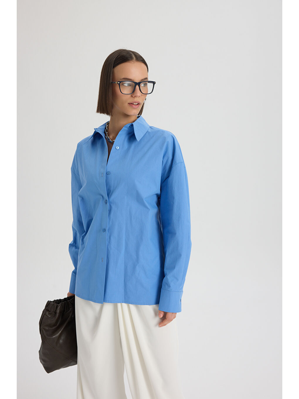 Oversize Mavi Gömlek-3