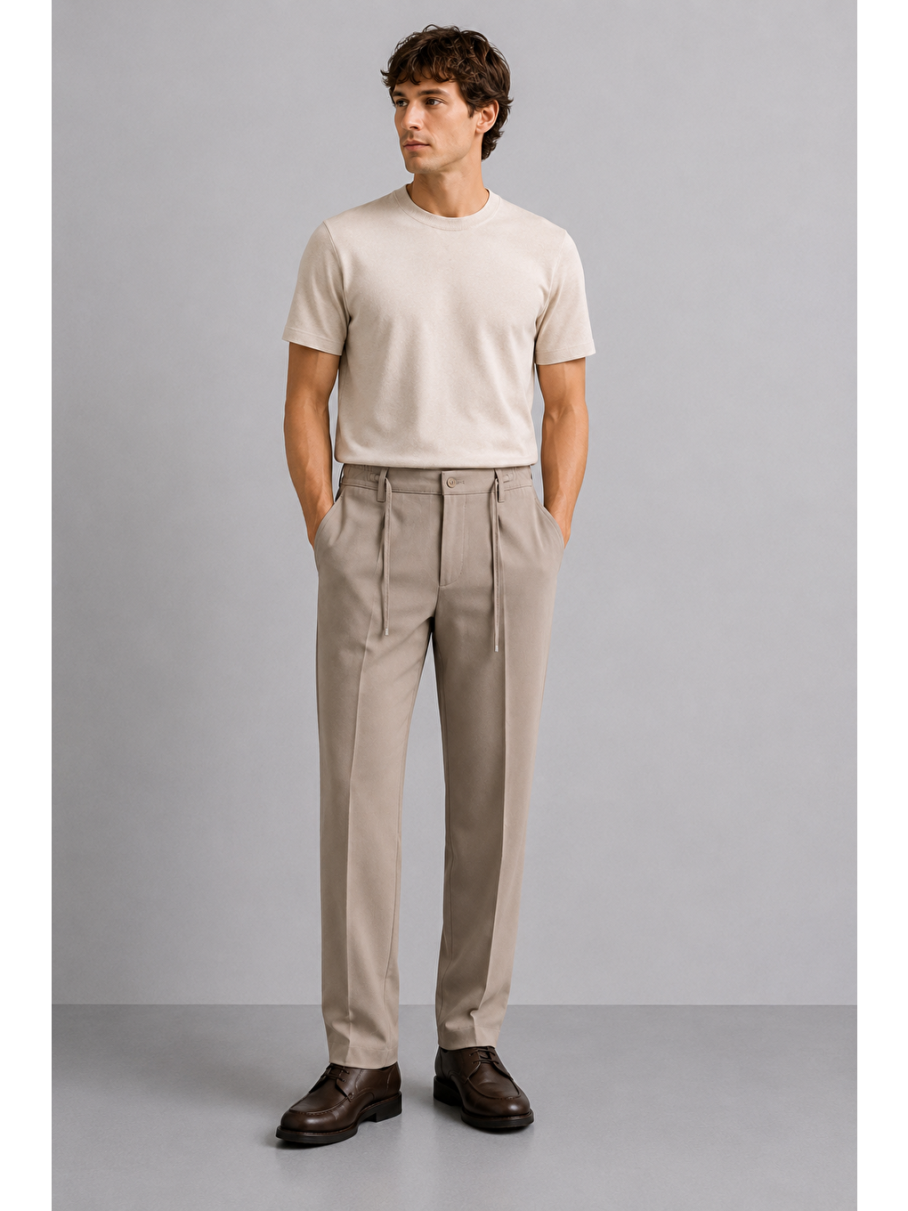 Erkek Comfort Fit Bej Jogger Pantolon | Esnek Kumaş Günlük Rahat Kesim – 169dngr-2