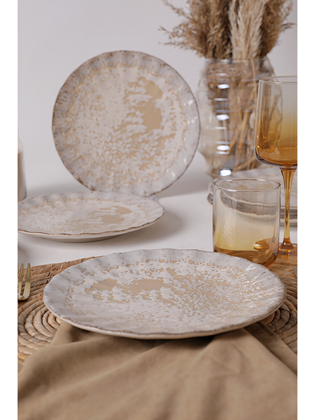 Ekru Vintage Cream Sirius Pasta Tabağı 22 Cm 6 Adet-1