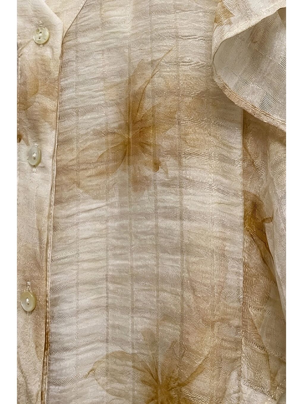 Kahverengi Fırfır Detaylı Gömlek - Kahve-4