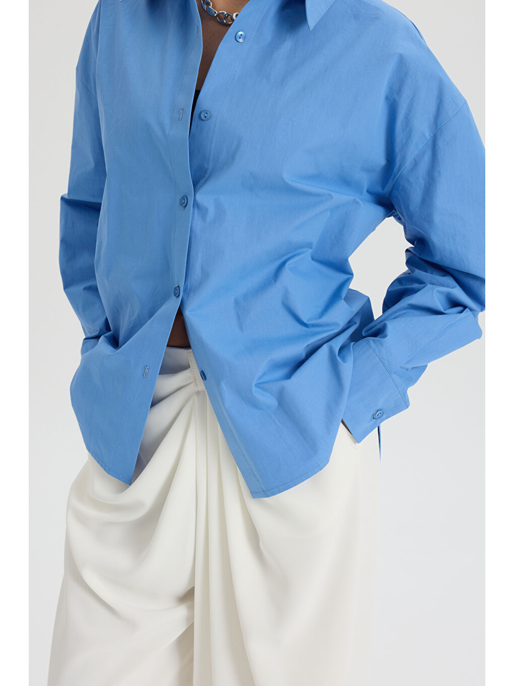 Oversize Mavi Gömlek-6