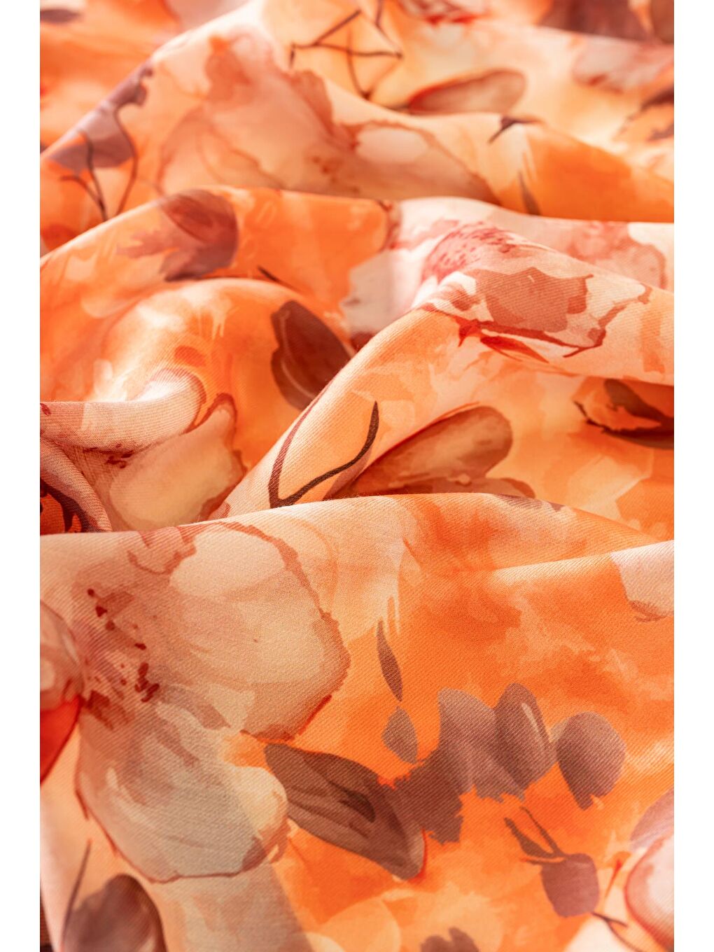 Turuncu Kadın Çiçekli Pachira Soft Şal-2