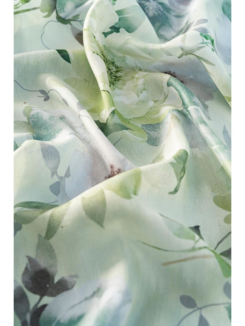 Yeşil Kadın Çiçek Desenli Ephedra Soft Eşarp-2